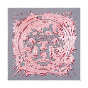 Hermes Peinture Fraiche Gris Acier / Vieux Rose Scarf 45